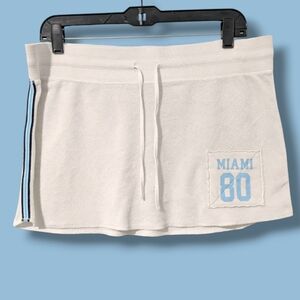 Old Navy Vintage '04 White Blue Striped 'Miami' Low Rise Terry Mini Skirt Y2K